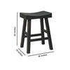 25 Inch Wooden Saddle Stool with Angular Legs Set of 2 Black By Casagear Home BM227039