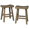 25 Inch Wooden Saddle Stool with Angular Legs, Set of 2, Brown By Casagear Home
