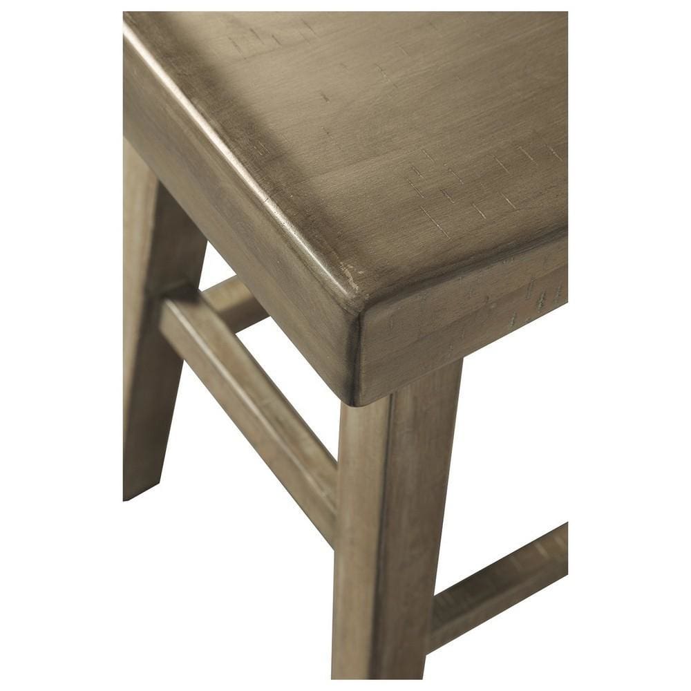 31 Inch Wooden Saddle Stool with Angular Legs Set of 2 Brown By Casagear Home BM227042