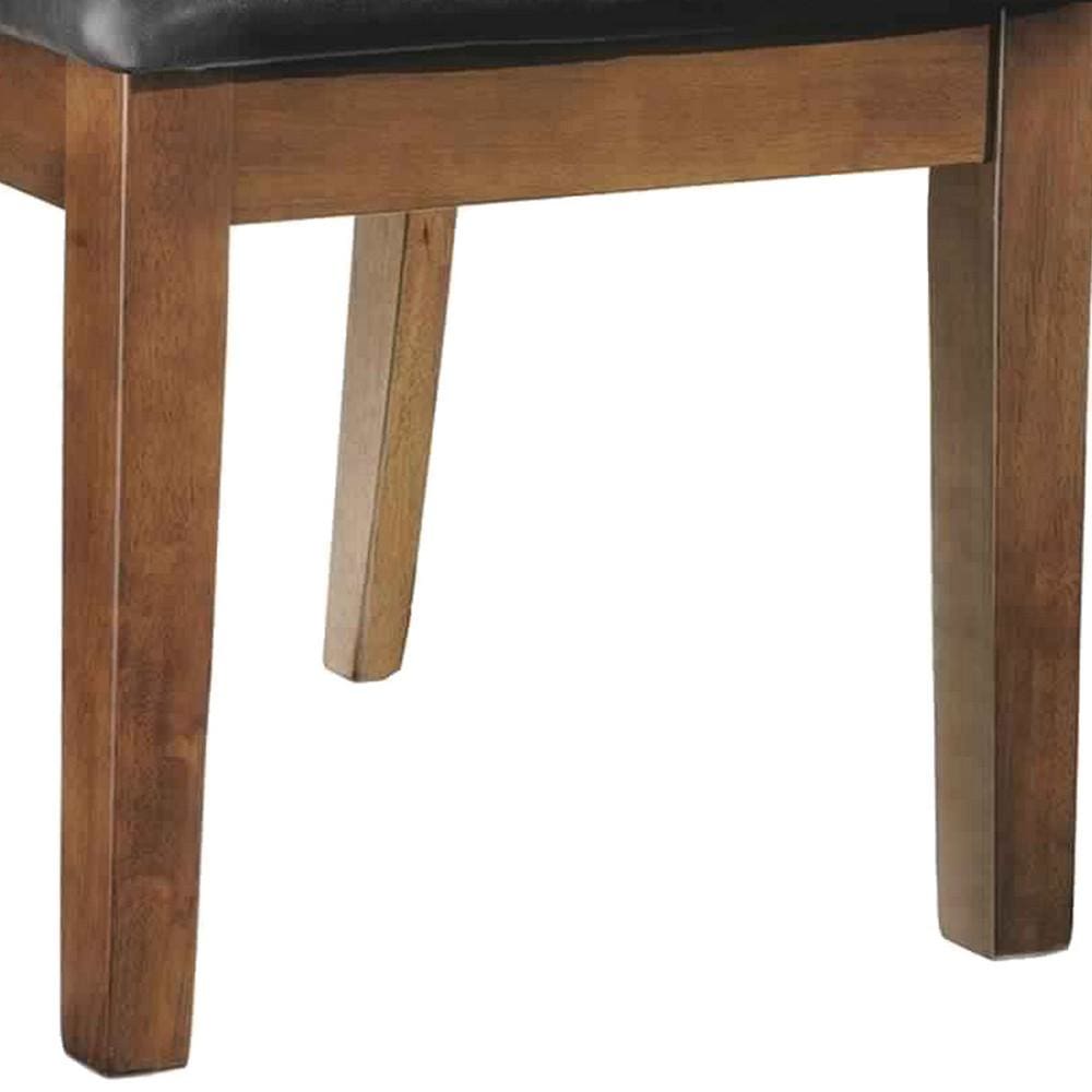 Leatherette Dining Chair with Slatted Back Brown and Black By Casagear Home BM227043