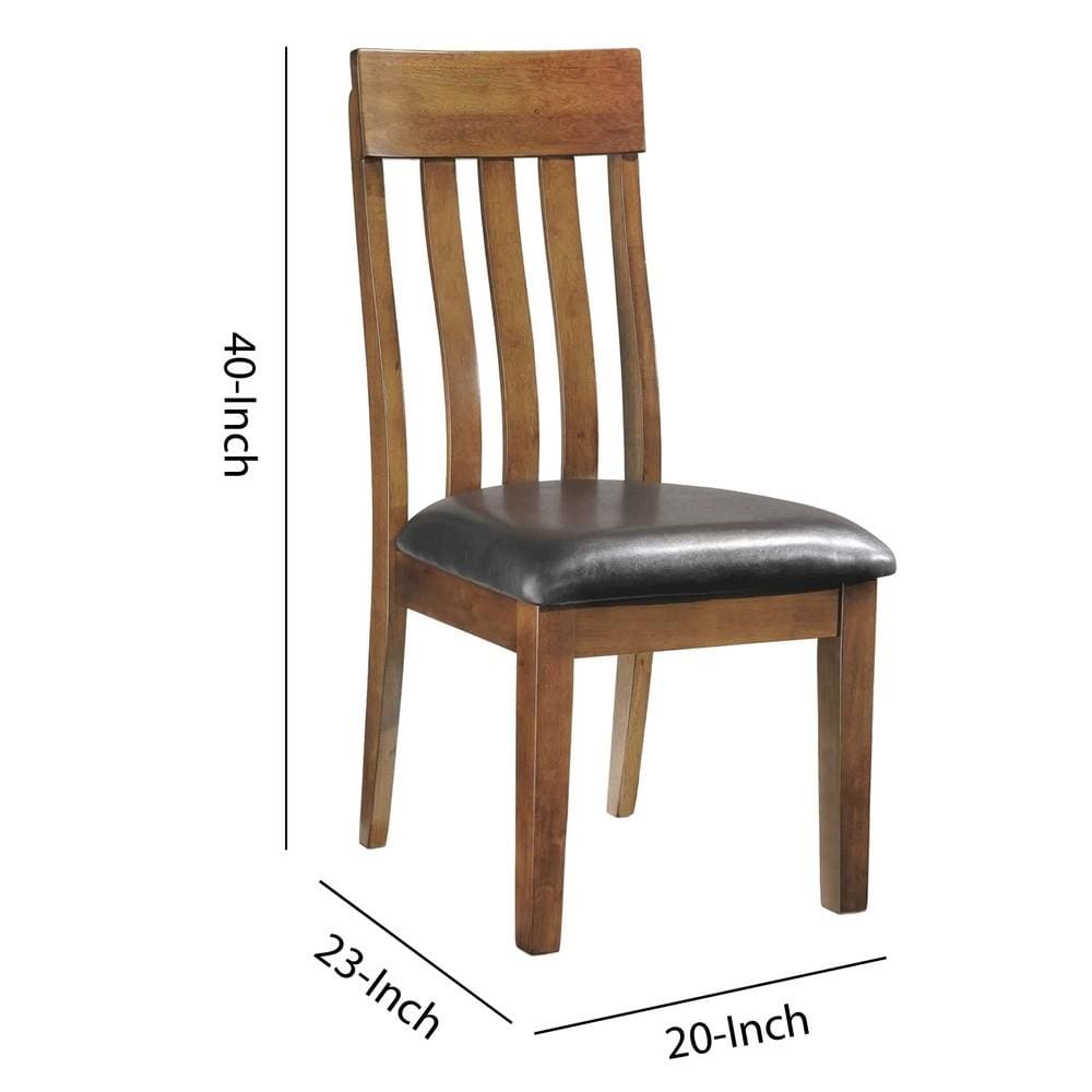 Leatherette Dining Chair with Slatted Back Brown and Black By Casagear Home BM227043
