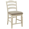 Fabric Upholstered Barstool with Ladder Back Set of 2 White and Brown By Casagear Home BM227049