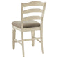 Fabric Upholstered Barstool with Ladder Back Set of 2 White and Brown By Casagear Home BM227049