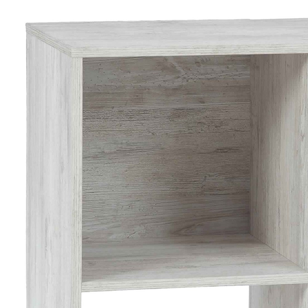 4 Cube Wooden Organizer with Grain Details Washed White By Casagear Home BM227055