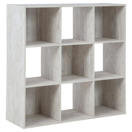 9 Cube Wooden Organizer with Grain Details, Washed White By Casagear Home