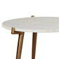 Round Marble Top Accent Table with Angled Metal Legs Gold and White By Casagear Home BM227082