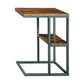 Wooden Top Accent Table with 1 Fixed Shelf and Metal Frame,Black and Brown By Casagear Home