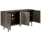 4 Door Wooden Accent Cabinet with Rough Hewn Texture Distressed Gray By Casagear Home BM227113