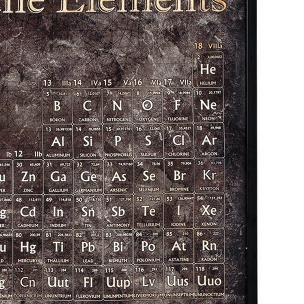 Hand Painted Wall Art with Periodic Table and Wooden Frame Brown By Casagear Home BM227123