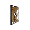 Square Frame Wall Decor with Wooden Abstract Cut Out Pattern,Black and Gold By Casagear Home BM227148