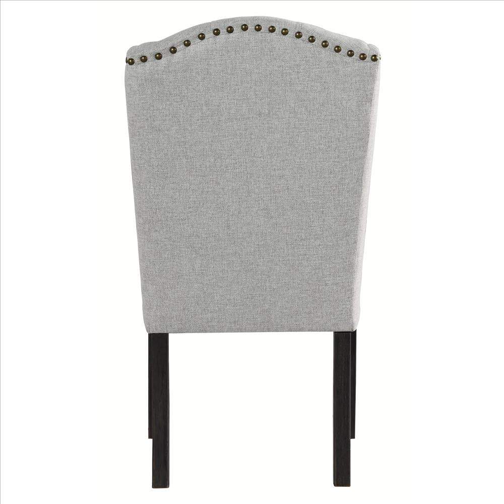 Button Tufted Fabric Upholstered Side Chair with Wooden Legs,Set of 2 Gray By Casagear Home BM227171