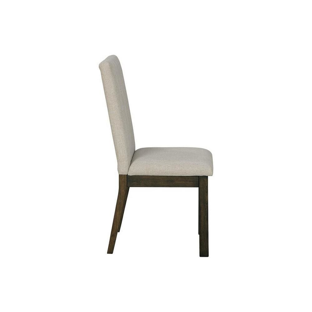 Fabric Upholstered Side Chair with Wooden Legs Set of 2 Gray and Brown By Casagear Home BM227174