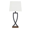 Criss Cross Metal Table Lamp with Fabric Shade Set of 2 Gray and White By Casagear Home BM227192