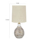 Pot Bellied Metal Table Lamp with Textured Golden Embellishment White By Casagear Home BM227194