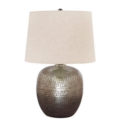 Bellied Table Lamp | Splotched Metal Body | 13" | Brass & Cream