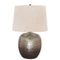 Bellied metal Body Table Lamp with Splotched Details, Brass and Cream By Casagear Home