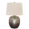 Bellied Table Lamp | Splotched Metal Body | 13" | Brass & Cream