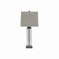 Glass and Metal Base Table Lamp with Square Shade Set of 2 Clear and Gray By Casagear Home BM227213