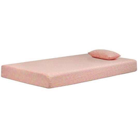 Twin Size Mattress with Hyperstretch Knit Cover and Pillow, Pink By Casagear Home
