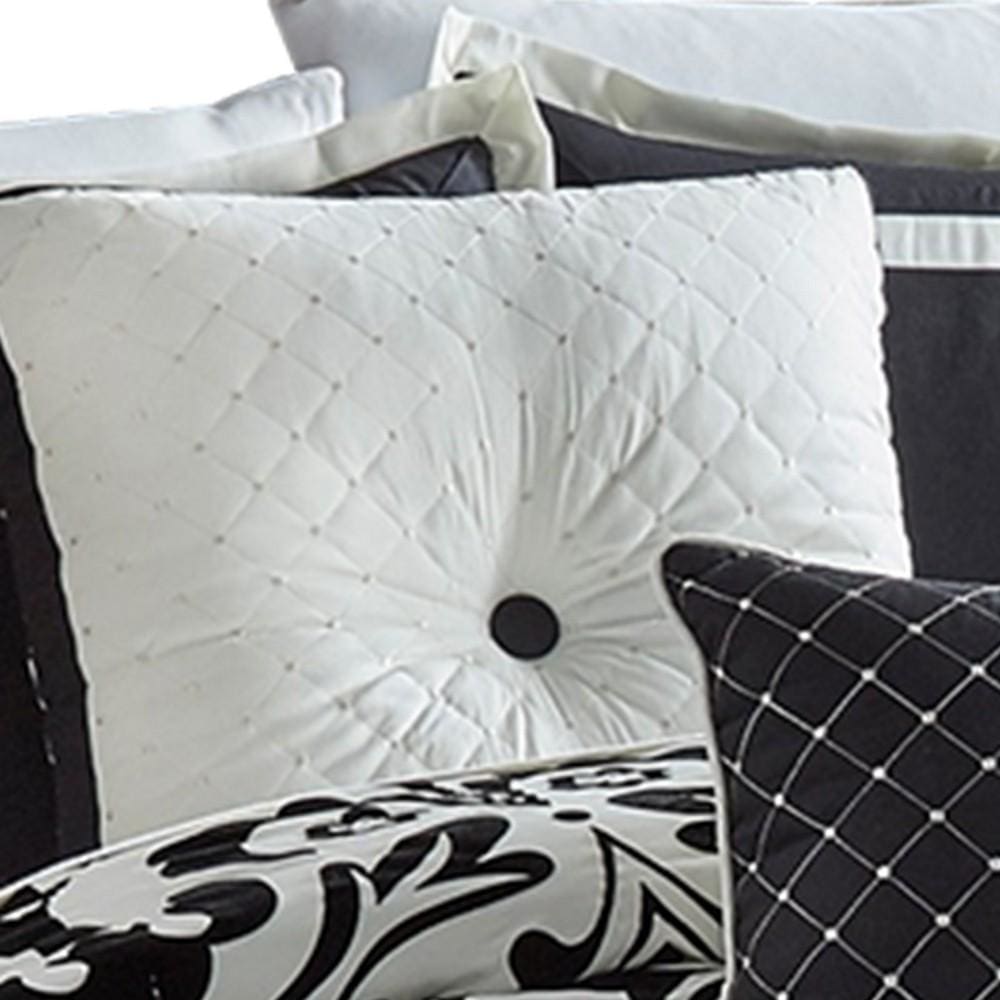 7 Piece King Polyester Comforter Set with Large Medallion Black and White By Casagear Home BM227296