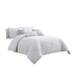 6 Piece King Cotton Comforter Set with Frayed Edges, White and Gray By Casagear Home