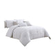 Comforter Set | 6 Piece King | Cotton | Frayed Edges | White & Gray