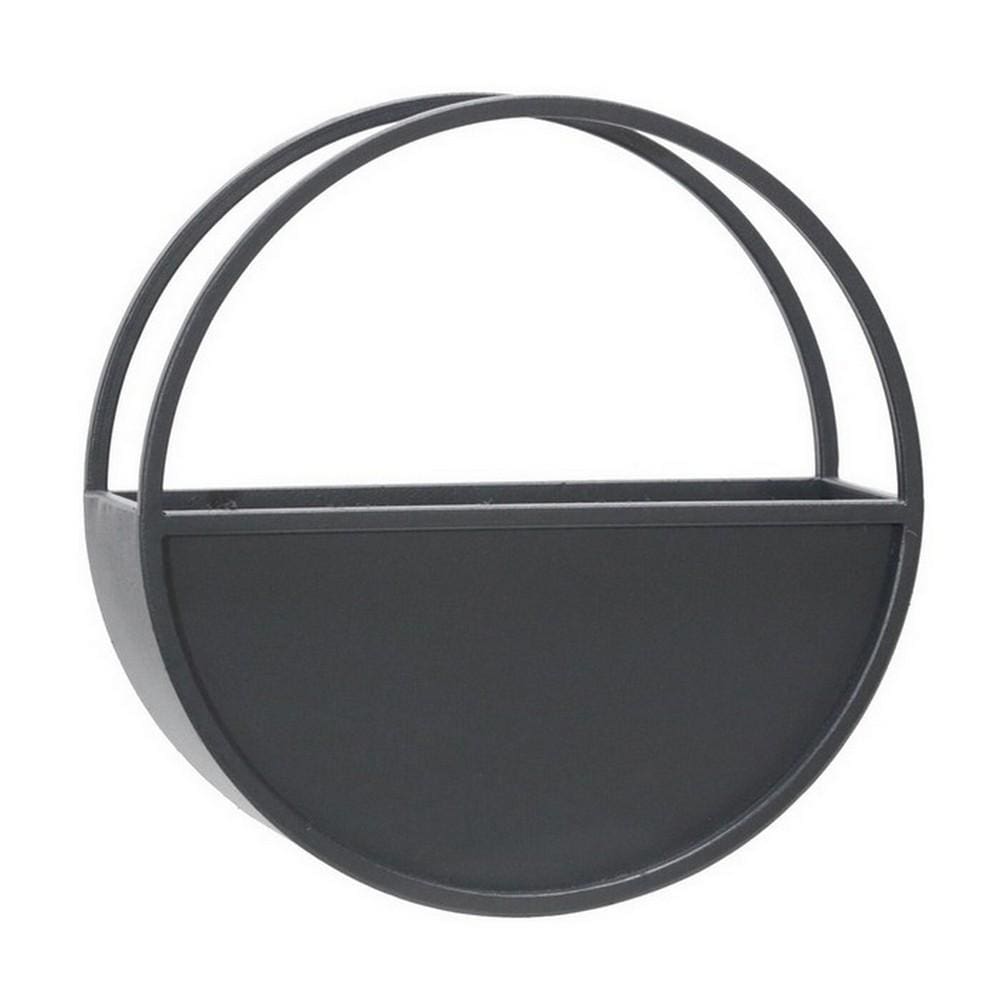 Round Shaped Wall Planter with Metal Frame Set of 2 Black By Casagear Home BM227309