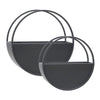 Round Shaped Wall Planter with Metal Frame, Set of 2, Black By Casagear Home