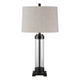 Glass & Metal Table Lamp | Fabric Shade | 13" | Gray & Black