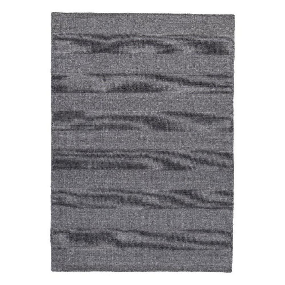 Rectangular Polypropylene Rug with Stripe pattern, Medium, Dark Gray By Casagear Home