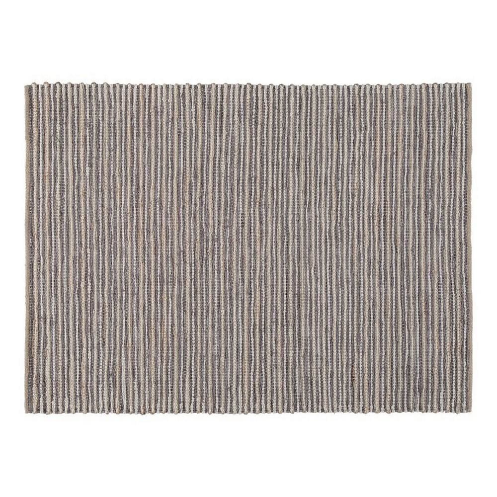 Fabric and Leatherette Rug with Braided Design Medium Gray and Beige By Casagear Home BM227540