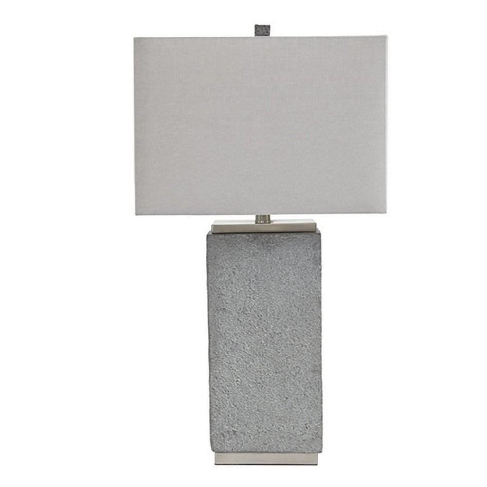 Resin Table Lamp with Faux Concrete Finish and Hardback Shade,Set of 2,Gray By Casagear Home BM227558