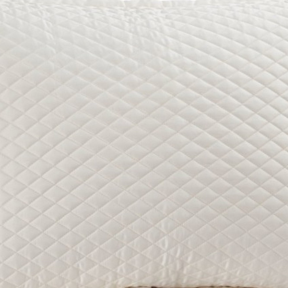 Fabric Upholstered 3 Piece King Quilt Set with Diamond Quilting Ivory By Casagear Home BM227602