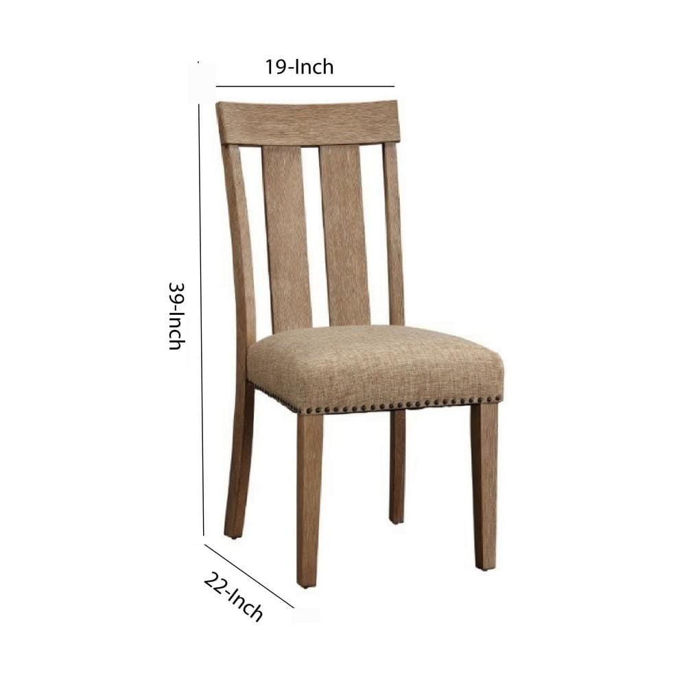 Paneled Back Wooden Side Chair with Padded Seat Set of 2 Brown By Casagear Home BM227701