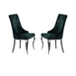 Button Tufted Back Arm Chair with Cabriole Legs, Set of 2, Green and Chrome By Casagear Home