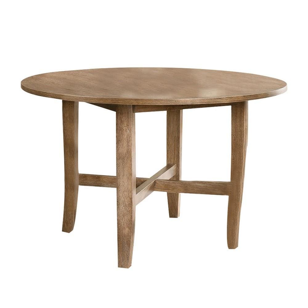 47 Inch Farmhouse Style Round Wooden Dining Table, Rustic Brown By Casagear Home