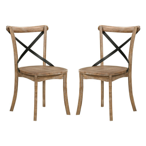 Dining Chair Set | X Back | Wood & Metal | Brown & Black
