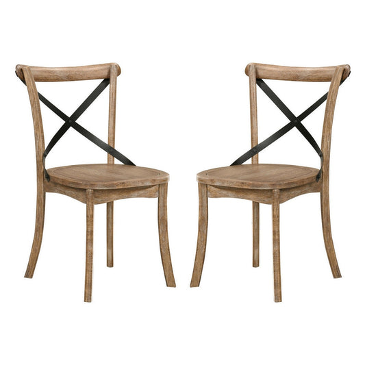 Dining Chair Set | X Back | Wood & Metal | Brown & Black