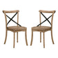 Wood and Metal Side Chair with X Open Back, Set of 2, Rustic Brown and Black By Casagear Home