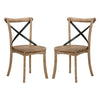 Dining Chair Set | X Back | Wood & Metal | Brown & Black