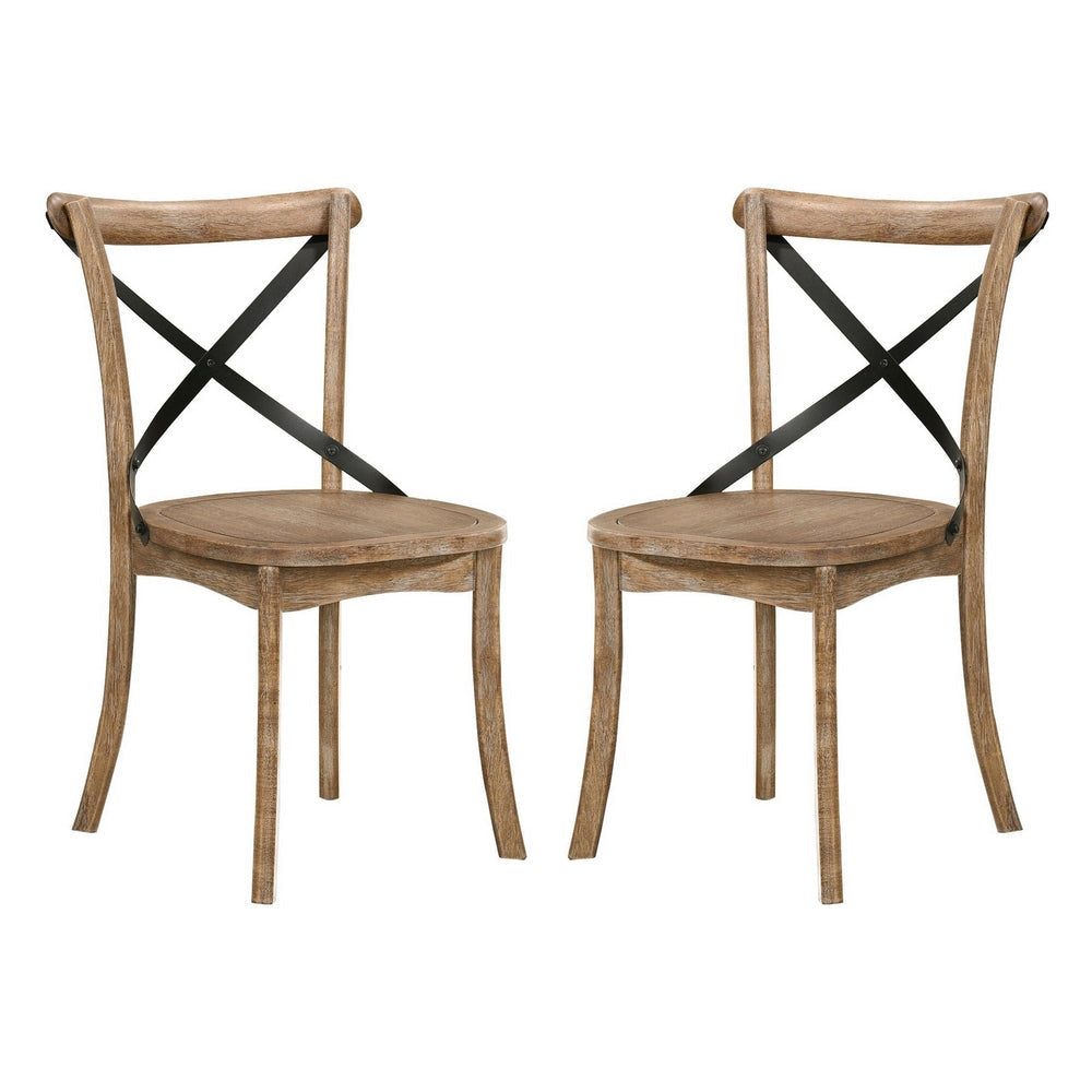 Dining Chair Set | X Back | Wood & Metal | Brown & Black