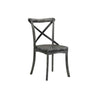 Wood and Metal Side Chair with X Open Back, Set of 2, Rustic Gray and Black By Casagear Home