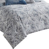 10 Piece King Polyester Comforter Set with Damask Prints Blue and Gray By Casagear Home BM227743