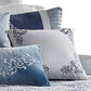 10 Piece King Polyester Comforter Set with Damask Prints Blue and Gray By Casagear Home BM227743