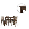5 Piece Counter Height Wooden Dining Set with Padded Seat Brown and Gray By Casagear Home BM228548