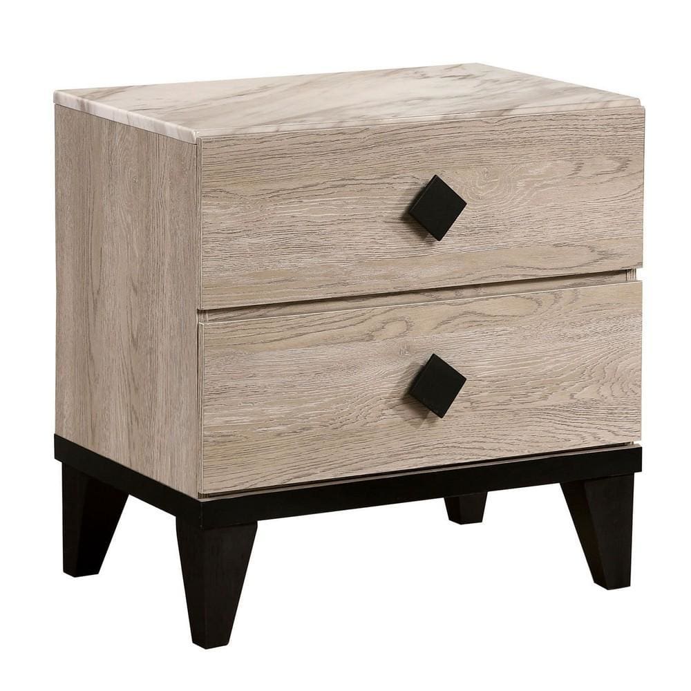Nightstand | 2 Drawer | Wood | Cream & Angled Legs