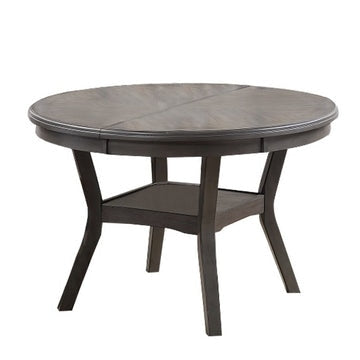 Round Top Wooden Dining Table with Boomerang Legs, Dark Gray By Casagear Home