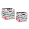 Cardboard and Fabric Storage Bin with Cutout Handle, Set of 2, Multicolor By Linon Home Décor