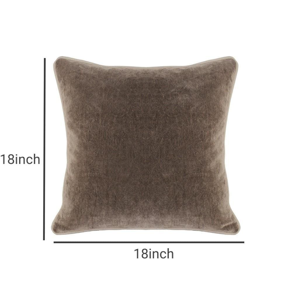 18 X 18 Throw Pillow with Piped Edges Taupe Brown By Casagear Home BM228807