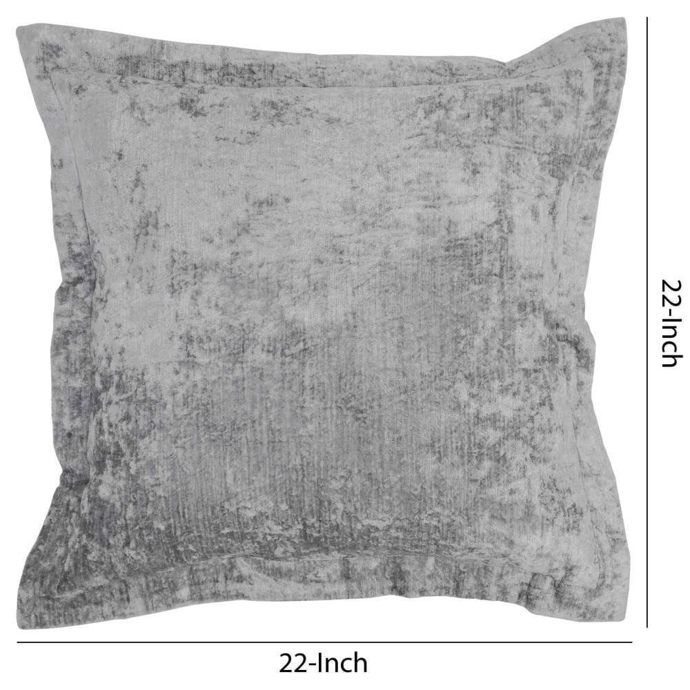 22 X 22 Fabric Throw Pillow with Flanged Edges Gray By Casagear Home BM228810